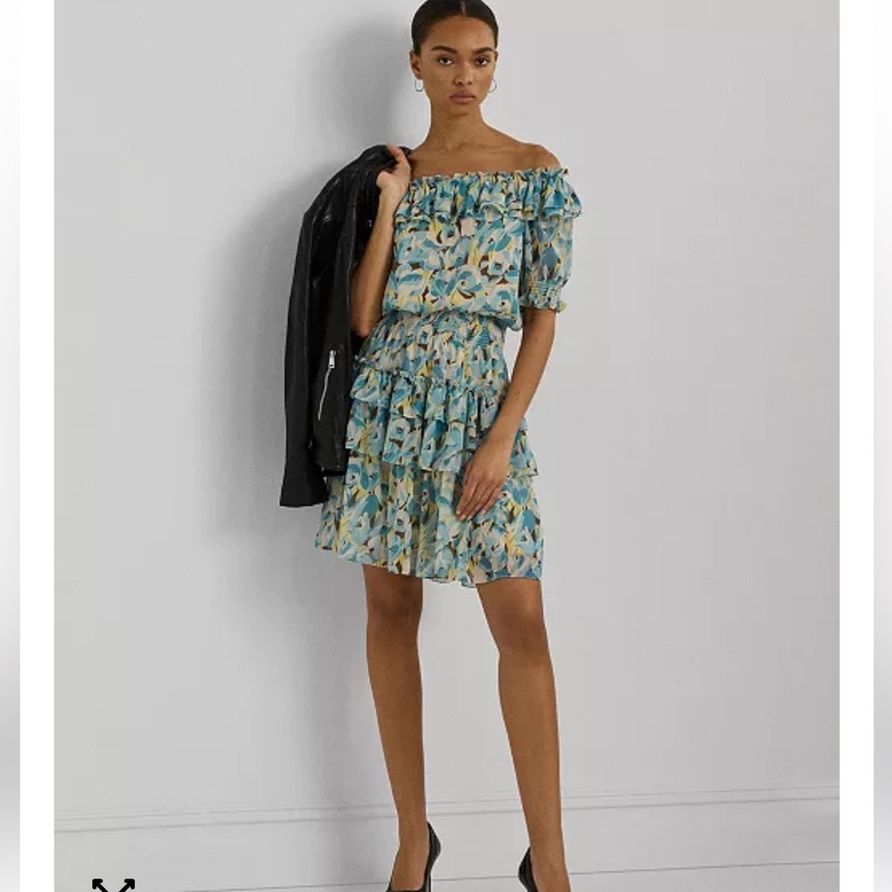 Lauren Ralph Lauren HAIVENCIA-SHORT SLEEVE-DAY Ruffled Tiered Fit & Flare Dress